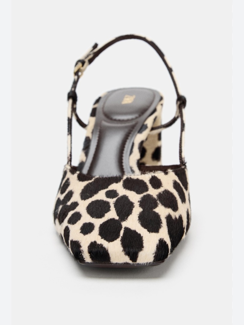 Zara Leopard Print Slingback Block Heels - Black & Cream - Picture 5 of 8